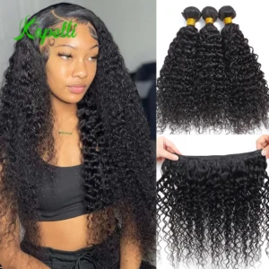 water wave human hair weave with lace closure 1 bundles 7a 100% wet and wavy human hair