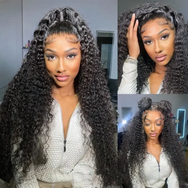 curly glueless brazilian frontal wigs ready to wear hd lace deep wave lace front human hair wig, 5x5 4x4 13x4 lace closure wigs