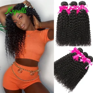 black curly brazilian remy human hair bundles (1 or 3 pcs) 100% unprocessed and soft